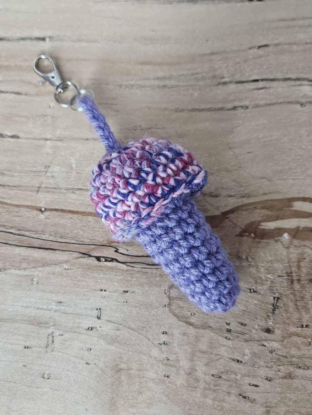 Handmade Mushroom Lip Balm Keychain - Purple & Pink